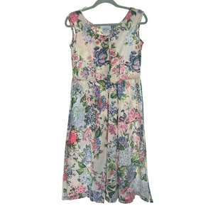 Vintage Walden Floral Dress Size 6P Midi Corset Tank Tie Back Pastel
